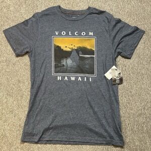 VOLCOM‎ Hawaii T-Shirt Men's Medium Charcoal Gray Heather Modern Fit Bold (029)